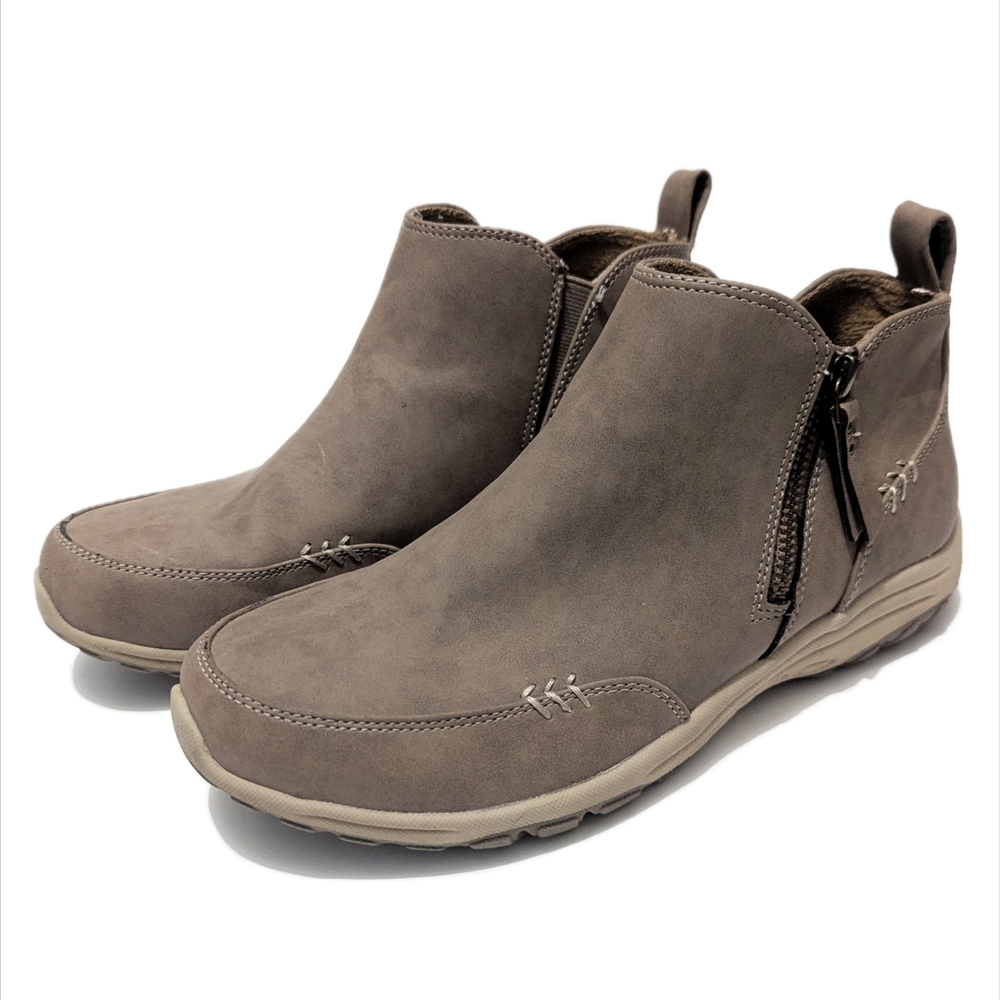 Skechers Womens Reggae Fest Vegan Zip On Ankle Boots Booties Faux Suede